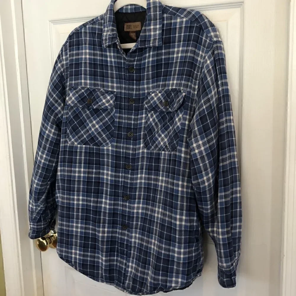 COPY - Men’s M Shacket Jacket Blue plaid quilted